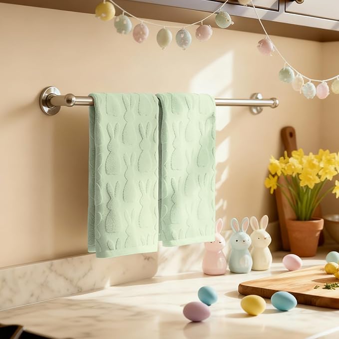 Artoid Mode 2 Pcs Light Green 3D Rabbit Jacquard Easter Hand Towels - Image 5