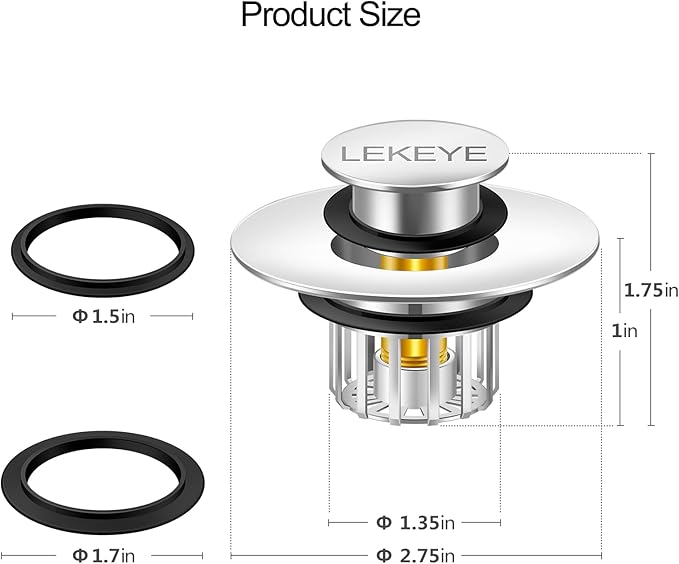 LEKEYE Tub Stopper | Shower Drain Hair Catcher | Pop-up Drain Stopper - Image 2