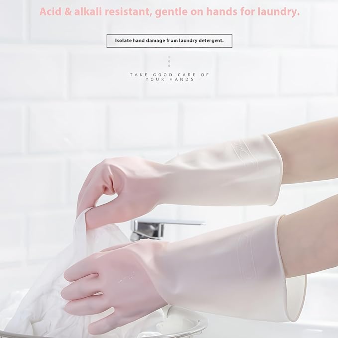 Rubber Dishwashing Gloves for Kitchen 4 Pairs Cleaning Household Dish Washing - Image 7