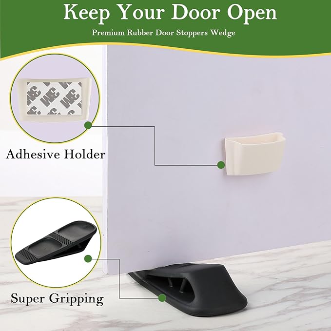 Fursafe&Q Rubber Door Stoppers for Bottom of Door, Door Stop Wedge - Image 3