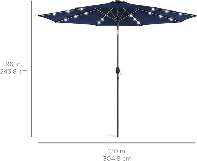 Best Choice Products 10ft Solar Polyester LED Lighted Patio Umbrella w/Tilt Adjustment and UV-Resistant Fabric - Image 7