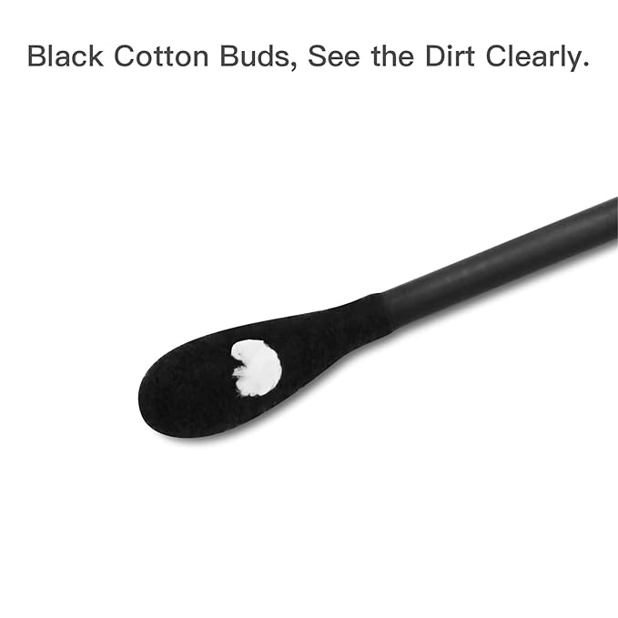 tifanso 200 Count Black Cotton Swabs, Natural Black Double Tipped Cotton Buds - Image 3