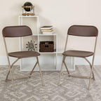 Flash Furniture Hercules™ Series Plastic Folding Chair - Brown - 2 Pack 650LB Weight Capacity Comfortable Event Chair-Lightweight Folding Chair - Image 2