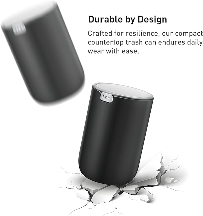 EKO Mini Desk Trash Can with Swing-Top Lid 0.4 Gallon Small Table Round - Image 6