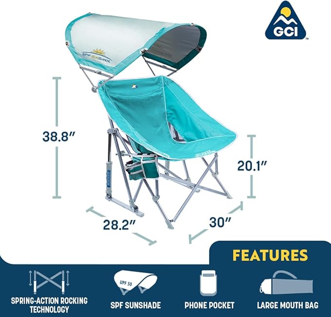 GCI Outdoor Waterside Pod Rocker Outdoor Rocking Chair with Sunshade Canopy - Image 2