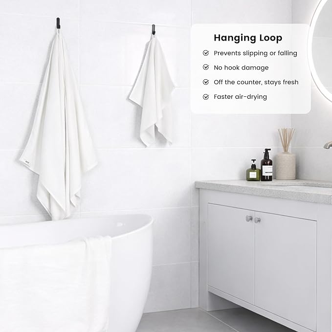SEMAXE White Bath Towel Set, 100% Cotton Bathroom Towels - Image 4