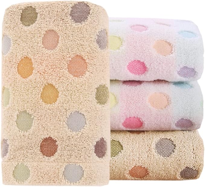 Pidada Hand Towels Set of 4 Colorful Polka Dot Pattern 100% Cotton Soft by Pidada