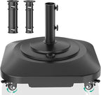 Umbrella Base with 5 Wheels, Upgraded 145lb Umbrella Stand Base, Heavy Duty & Windproof, Fillable Umbrella Base Mobile Umbrella Outdoor for Patio, Deck, Poolside, Lawn, Fits Most Sized Umbrellas by QZER