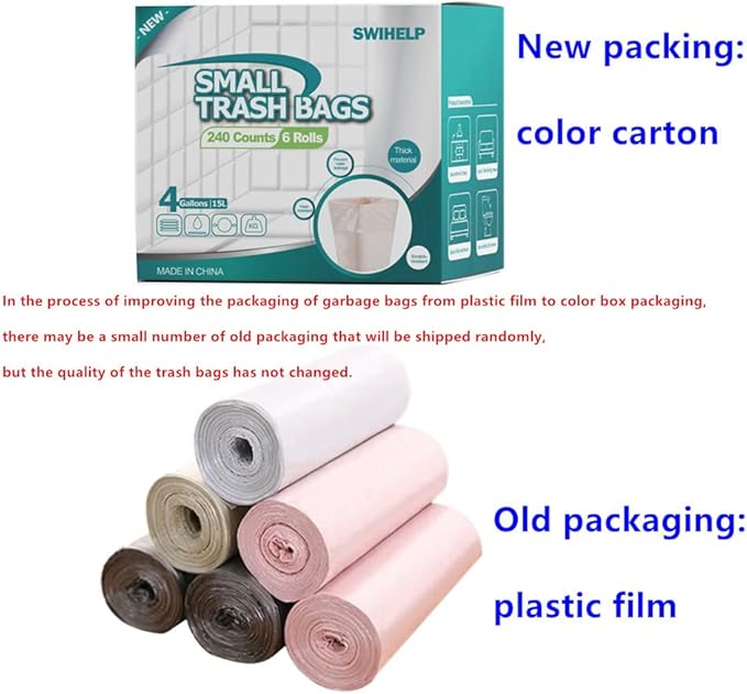 SWIHELP Trash Bags, 4 Gallon / 15 Liters Small Garbage Bags - Image 2