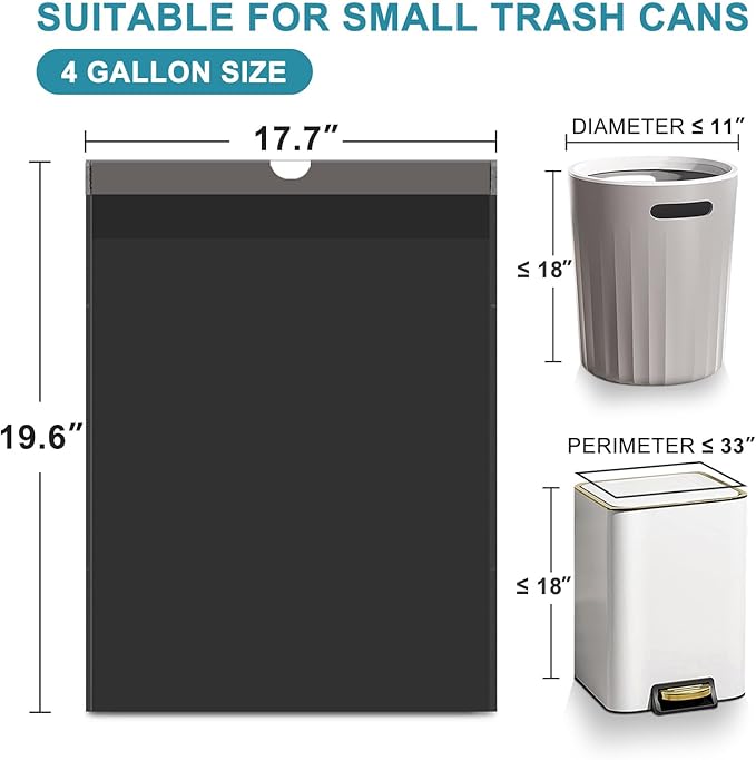 100 Count Small Trash Bags, JUKFITA 4 Gallon Trash Bags Drawstring - Image 2