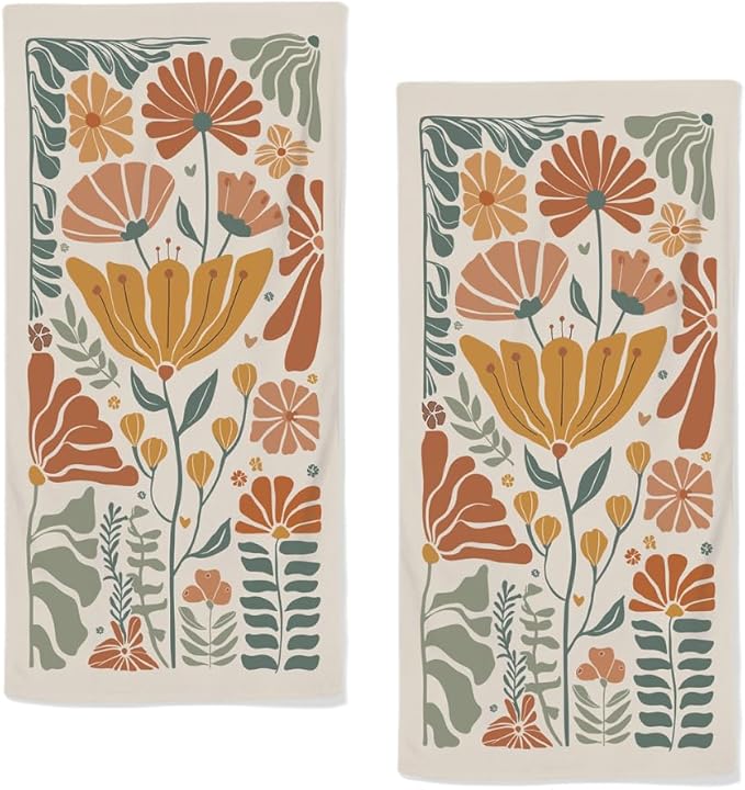 Boho Floral Hand Towels by qiuhuang