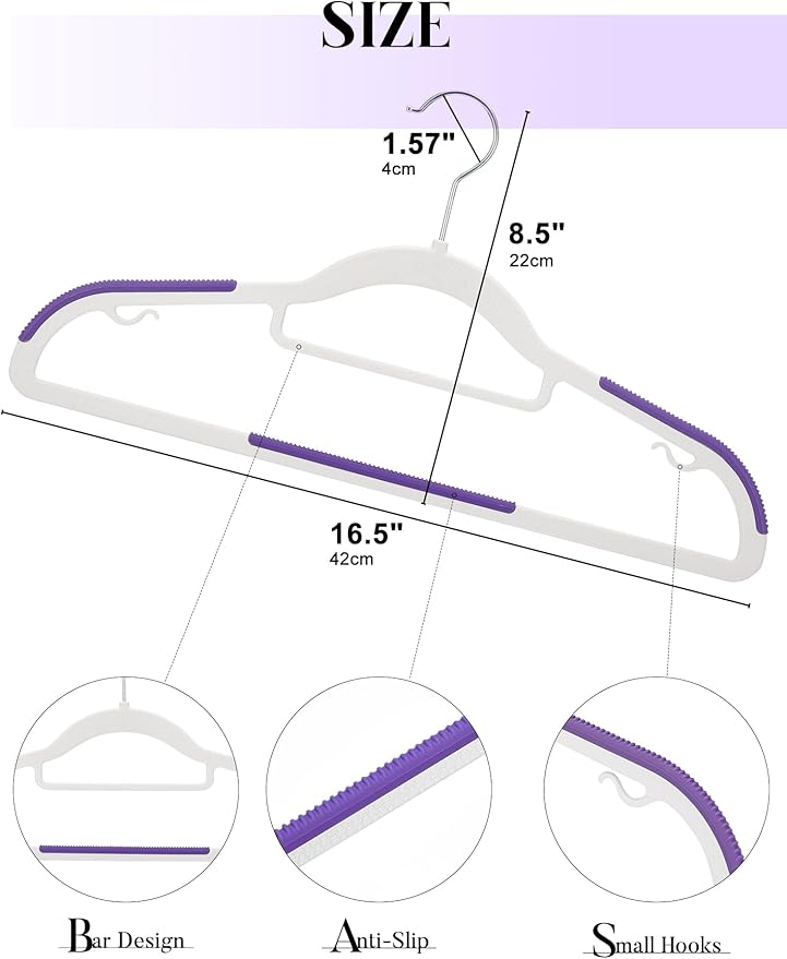 HOUSE DAY Plastic Hangers 50 Pack, Clothes Hangers Non Slip - Image 8