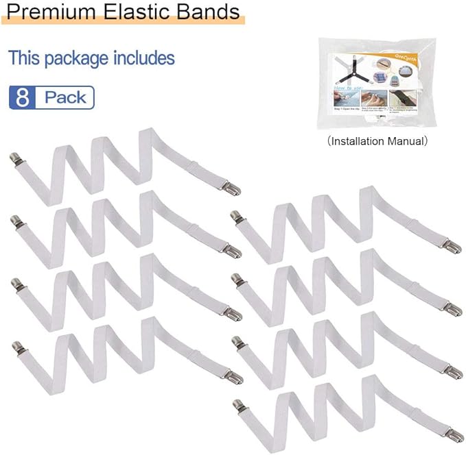 8Pcs Adjustable Bed Sheet Straps Clips, Elastic Mattress Sheet Fasteners Holder - Image 7