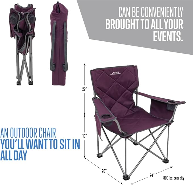 ALPS Mountaineering King Kong Camping Chairs for Adults with Mesh Cup Holders and Pockets, Built Durable and Reliable with Compact Foldable Steel Frame - Image 2