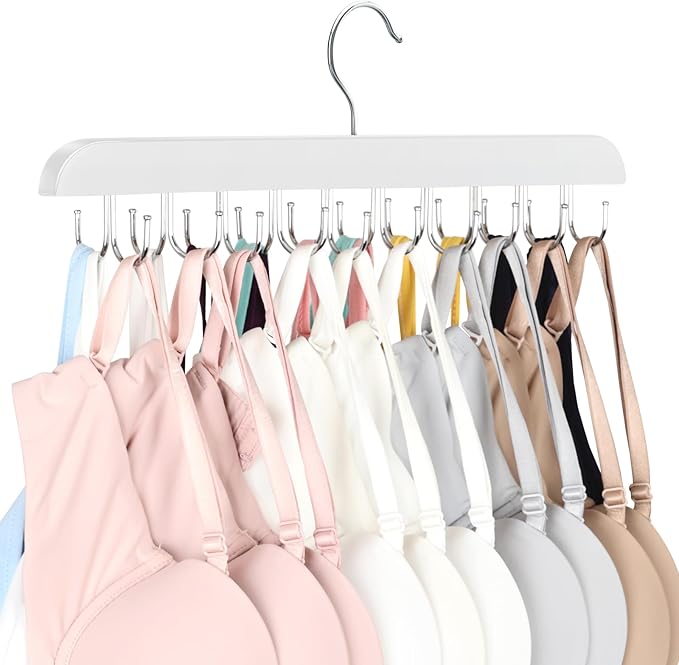 Bra Hanger for Closet, Tank Top Hanger 20 Hooks Capacity Foldable Wood Space by LearnMoreAboutResovo