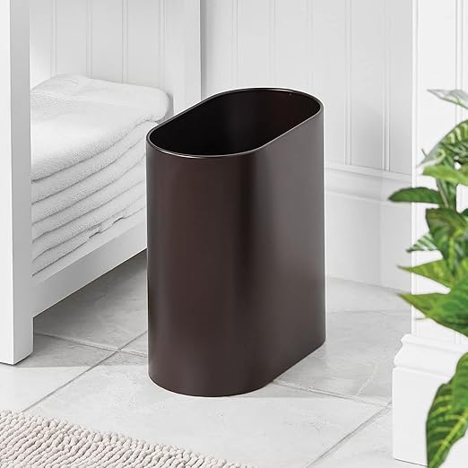 mDesign Slim Pill-Shaped Metal 1.98 Gallon/7 Liter Recycle Trash Can Wastebasket - Image 2