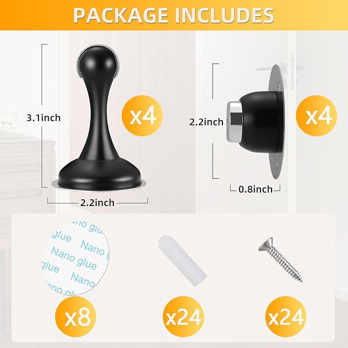 4 Pack Magnetic Door Stop No Drilling Door Stop - Image 2