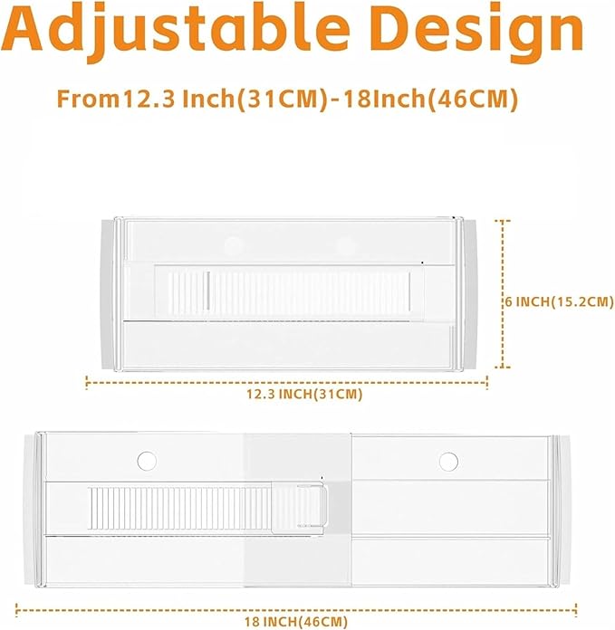 5 Pack Adjustable Drawer Dividers 6" High Expandable Clear Drawer Dividers - Image 2