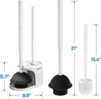 2Pack 2 in 1 Toilet Brush and Plunger Set, Clean Gloves, Extended Handle - Image 6