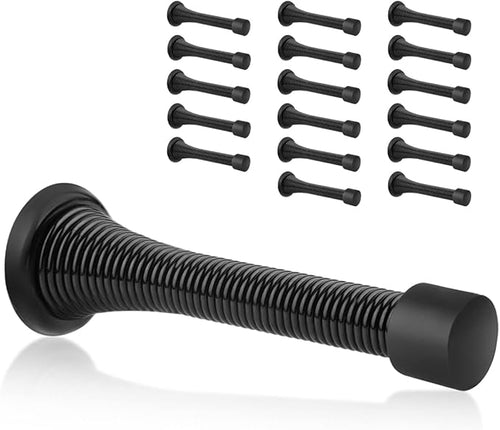 18 Pack Spring Door Stopper Black- 3-1/4" Flexible Spring Door Stops by KOVOSCH
