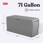 Keter Marvel Plus 71 Gallon Resin Outdoor Storage Box for Patio, Balcony & Garden – Weather‑Resistant Deck Box for Cushions, Pillows, Pool Floats & Tools, Light Grey - Image 2