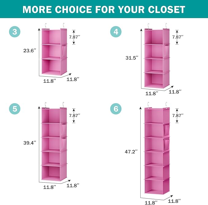 YOUDENOVA Hanging Closet Organizer, 5-Shelf Closet Hanging Storage Shelves - Image 6