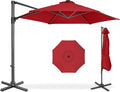 Best Choice Products 10ft Offset Cantilever Hanging Market Patio Umbrella, Smooth 360° Rotation, 8 Sturdy Ribs, Easy Adjustment - Red by BestChoiceProducts