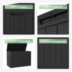 DRATO 45 Gallon Deck Box, Outdoor Storage Box for Patio Furniture, Patio Cushions, Gardening Tools, Pool Supplies 480lbs Weight Capacity,Waterproof Resin Storage Boxes（Black，45 Gallon） - Image 3