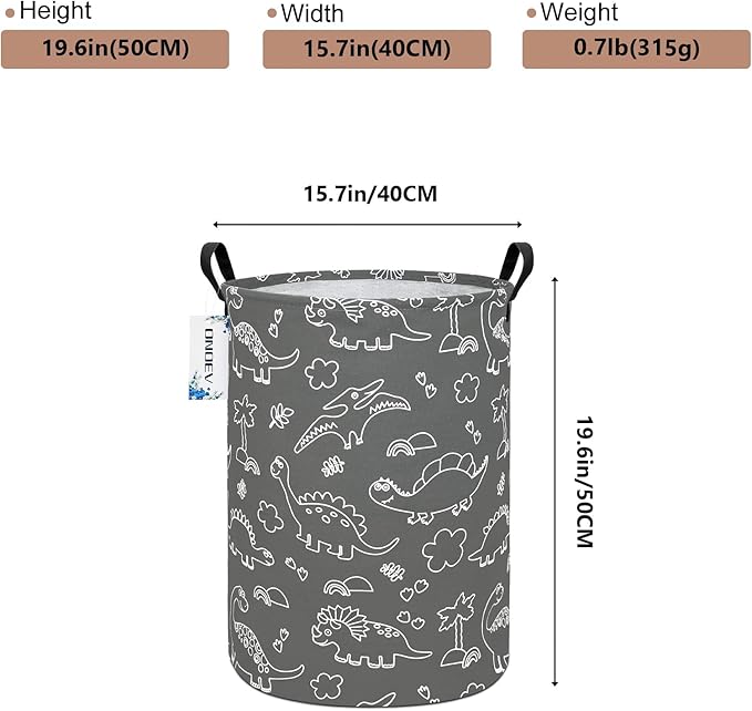 Round Dinosaur Waterproof Laundry Hampers Gift Basket Children's Toy Organizer - Image 2