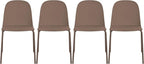 2xhome Set of 4 Modern Stackable Armless Dining Chairs | Plastic Shell Seat with Metal Legs | Indoor or Outdoor Use | Home Kitchen Patio, Brown by 2xhome