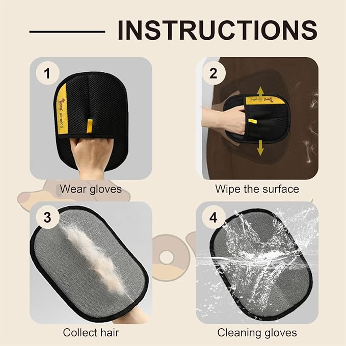 2-PCS Pet Hair Remover Gloves - Image 3