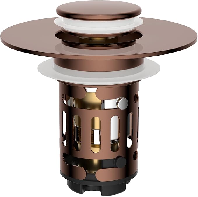 Hibbent Upgraded 3 in 1 Bathroom Sink Drain Strainer, Universal Pop Up Stopper by Hibbent