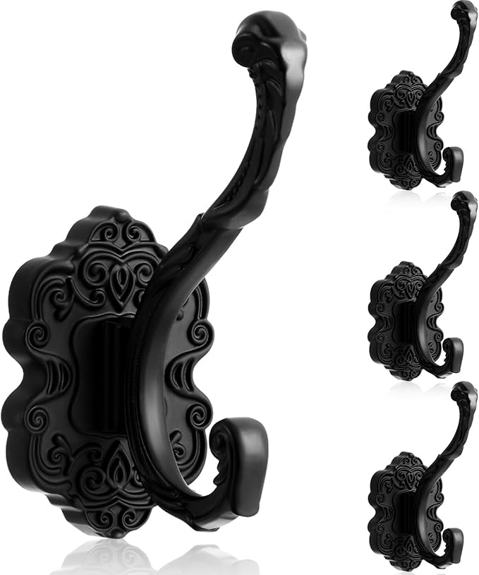 Zonon 4 Pcs Black Vintage Coat Hooks Decorative Towel Hooks by Zonon