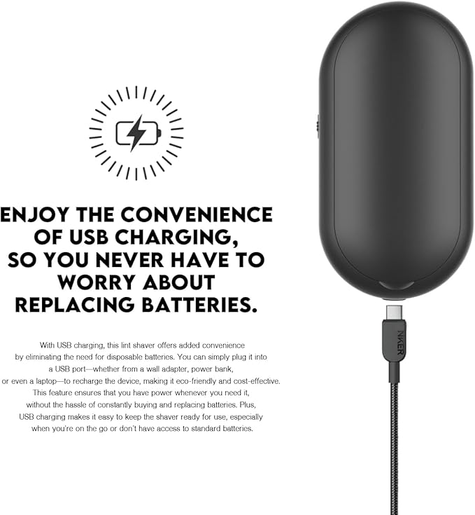 Rechargeable Fabric Shaver, Lemontec Battery-Operated Lint Remover & Sweater - Image 4