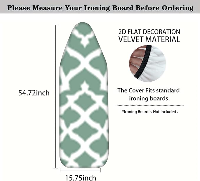 Nuxovilar Green Geometric Pattern Ironing Board Cover, 15 * 54inch, Fits Most - Image 4