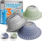 zaa Bathtub Drain Hair Catcher, Silicone Collapsible 3 Pack Drain Protector by zaa