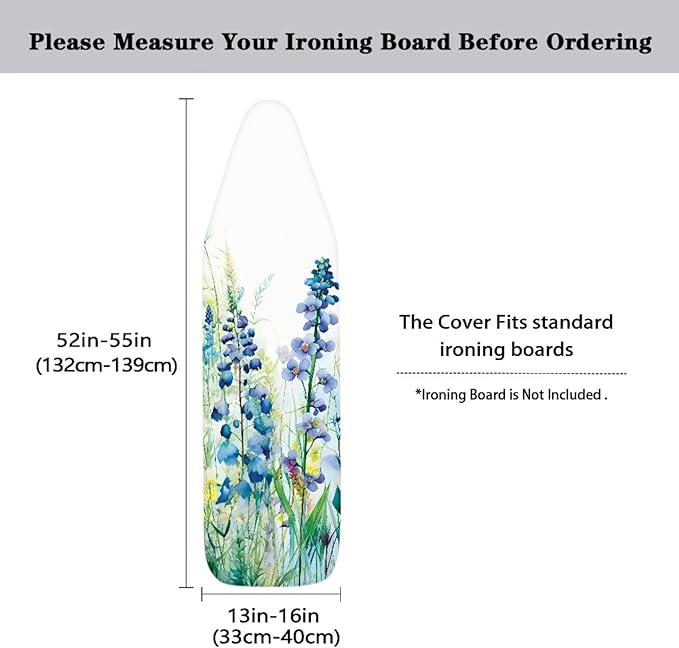 ZDCUSTOM Blue Flower Ironing Board Cover Iron Board Replacement Cover Resist - Image 5