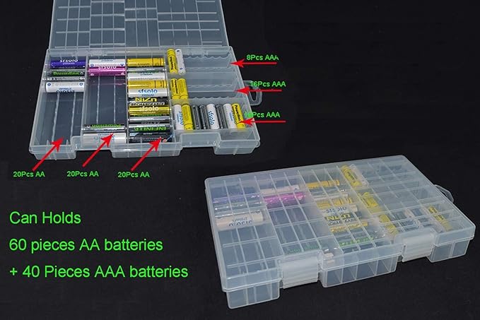 RUIAN Battery Storage Box for AA AAA Batteries, 100 Capacity Clear Plastic - Image 4