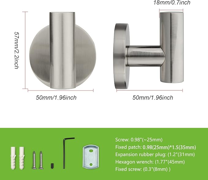 TUNNY 3 Pack Round Bathroom Towel Hooks - Image 2