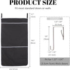 Black Hanging Laundry Hamper Bag, XL Door Hanging Hamper - Image 3