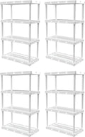 Gracious Living 4 Pack Light Duty Storage Shelves, Knect-A-Shelf 4-Shelf Ventilated Shelving Rack Organizer for Home, Garage, Basement & Laundry, White by GraciousLiving