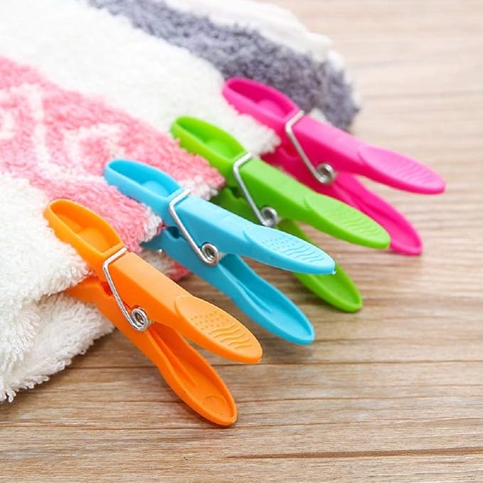 24pcs Assorted Color Large Plastic Clothespins Windproof Hanger Clothes Peg - Image 2