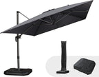 PURPLE LEAF 10'×13' Patio Umbrella with Base Included and Cover Outdoor Umbrella with Cover Extra Large Heavy Duty Cantilever Umbrella Grey by PURPLELEAF