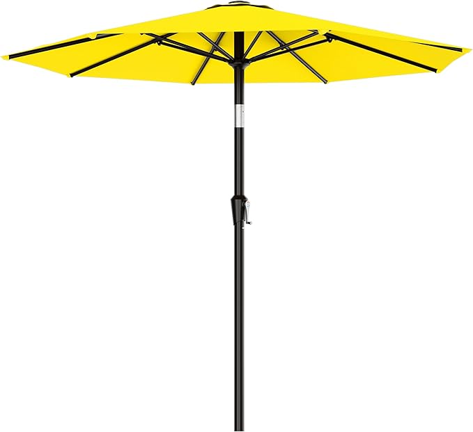 AreShark 9 FT Patio Umbrella for Outdoor, Outdoor Table Umbrella with Push Button Tilt and Crank, Outdoor Patio Umbrellas with 8 Sturdy Ribs for Market, Garden, Pool (Yellow) by Unknown