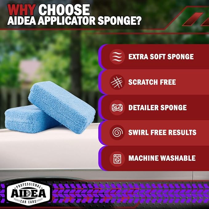 AIDEA Microfiber Applicator Pads-2Pack, Car Wash Sponge, Premium Microfiber - Image 3