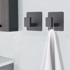 VAEHOLD 6 Pack Adhesive Towel Hooks, Heavy Duty Wall Hooks Aluminum Black Hooks - Image 3