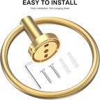 SetSail Towel Holder for Bathroom Wall Screw-in Gold Towel Ring Stainless Steel - Image 4