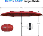 SUPERJARE 13FT Outdoor Umbrella for Patio, Double sided Pool Umbrellas with Fade Resistant Canopy, Large Table Umbrella for Deck, Market, Backyard - Burgundy - Image 7