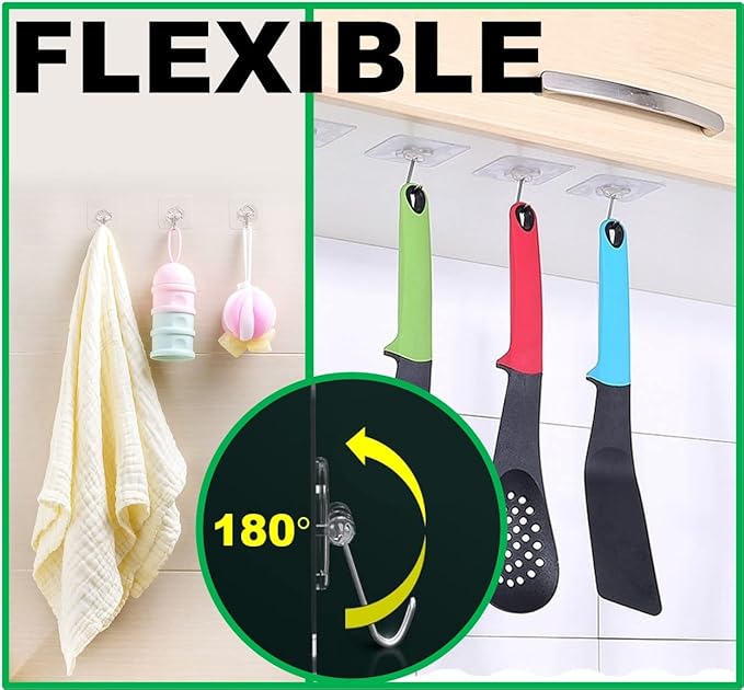 Adhesive Hooks, 20 Packs, 33lbs/15kg Premium Heavy Duty Wall Ceiling Hooks - Image 4