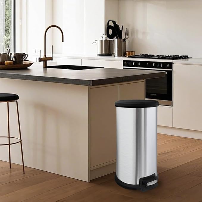 10 Gallon Stainless Steel Trash Can – Round Tall Design, Hands-Free Pedal - Image 9
